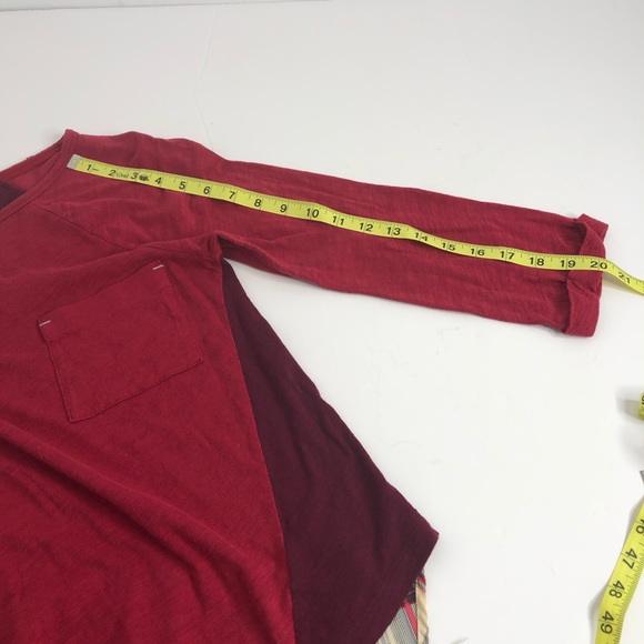 Little Yellow Button Plaid Backstory Red Tee L - Picture 7 of 8